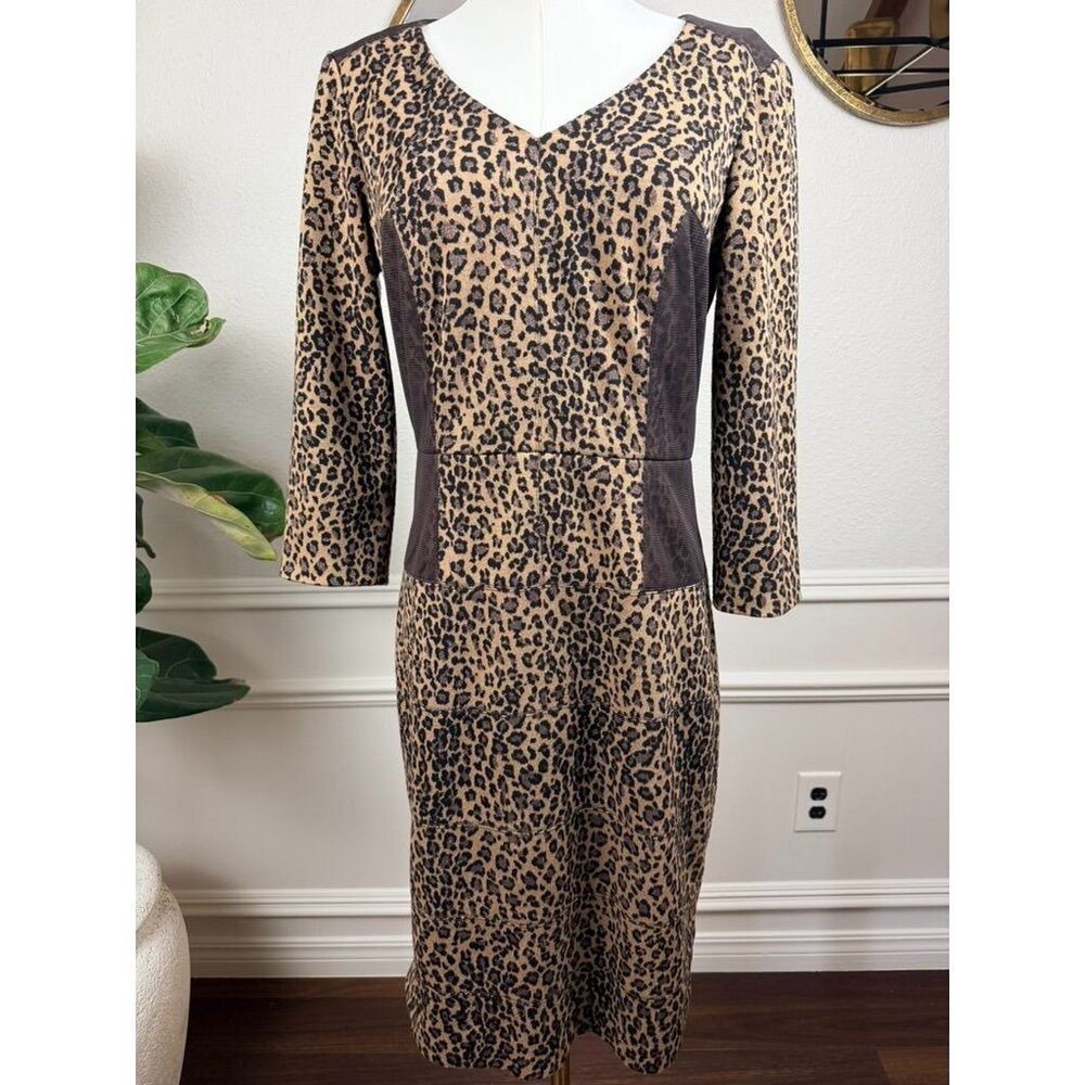 Quiet Luxury Leopard Pencil Dress|Power Femme Rich Mom Elegance|Antonio Melani 6 - Picture 3 of 14